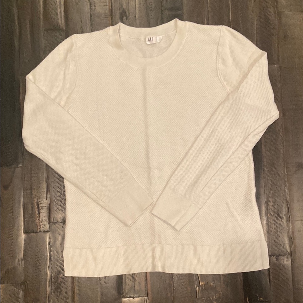 GAP White Crew Neck Sweater Soft Knit Classic